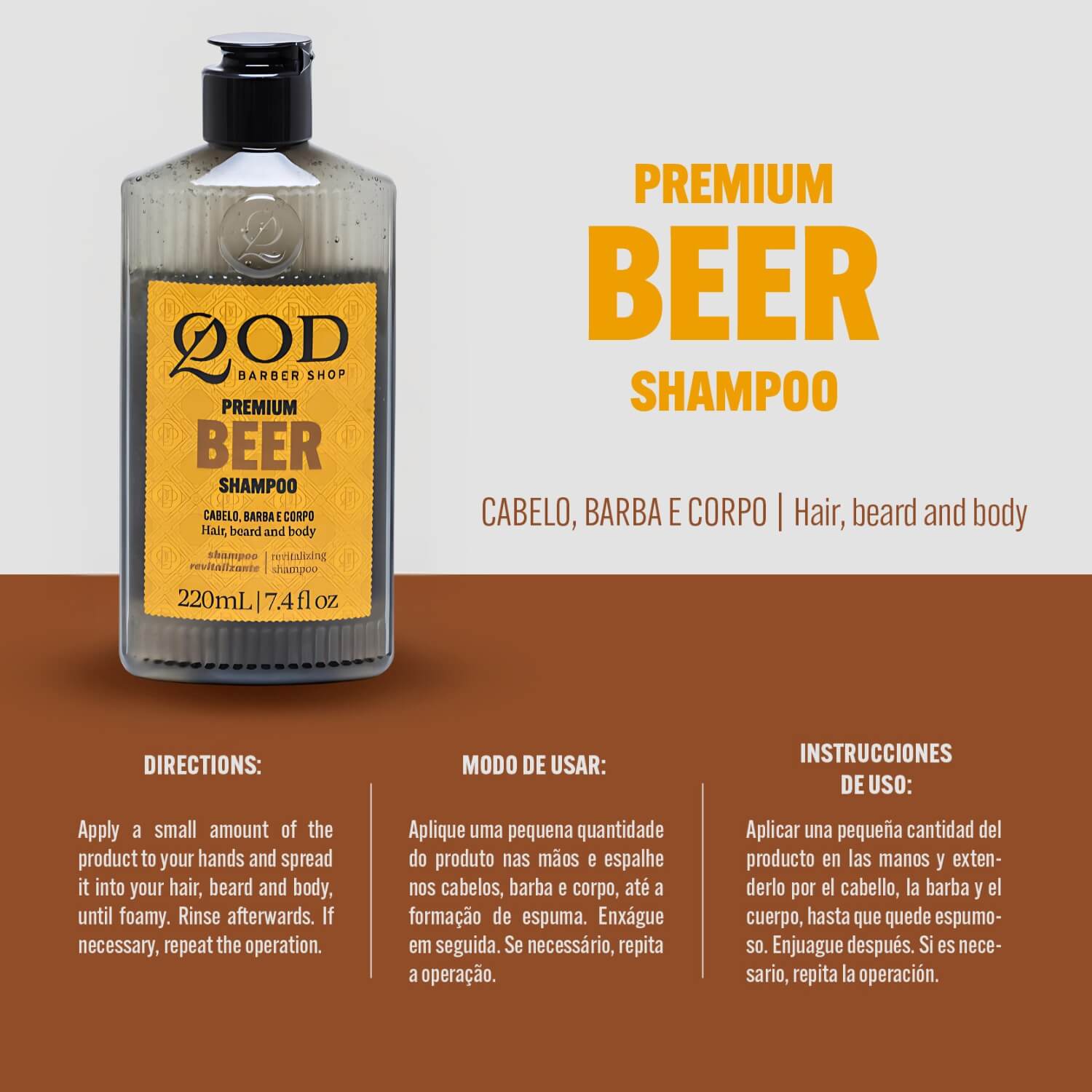 Kit 2 Shampoo para Barba e Cabelo QOD Premium Beer — QOD BARBER SHOP