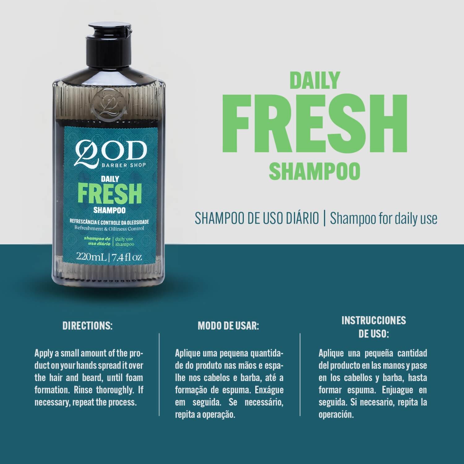 Kit 2 Shampoo QOD The Daily Fresh Cabelos Oleosos — QOD BARBER SHOP