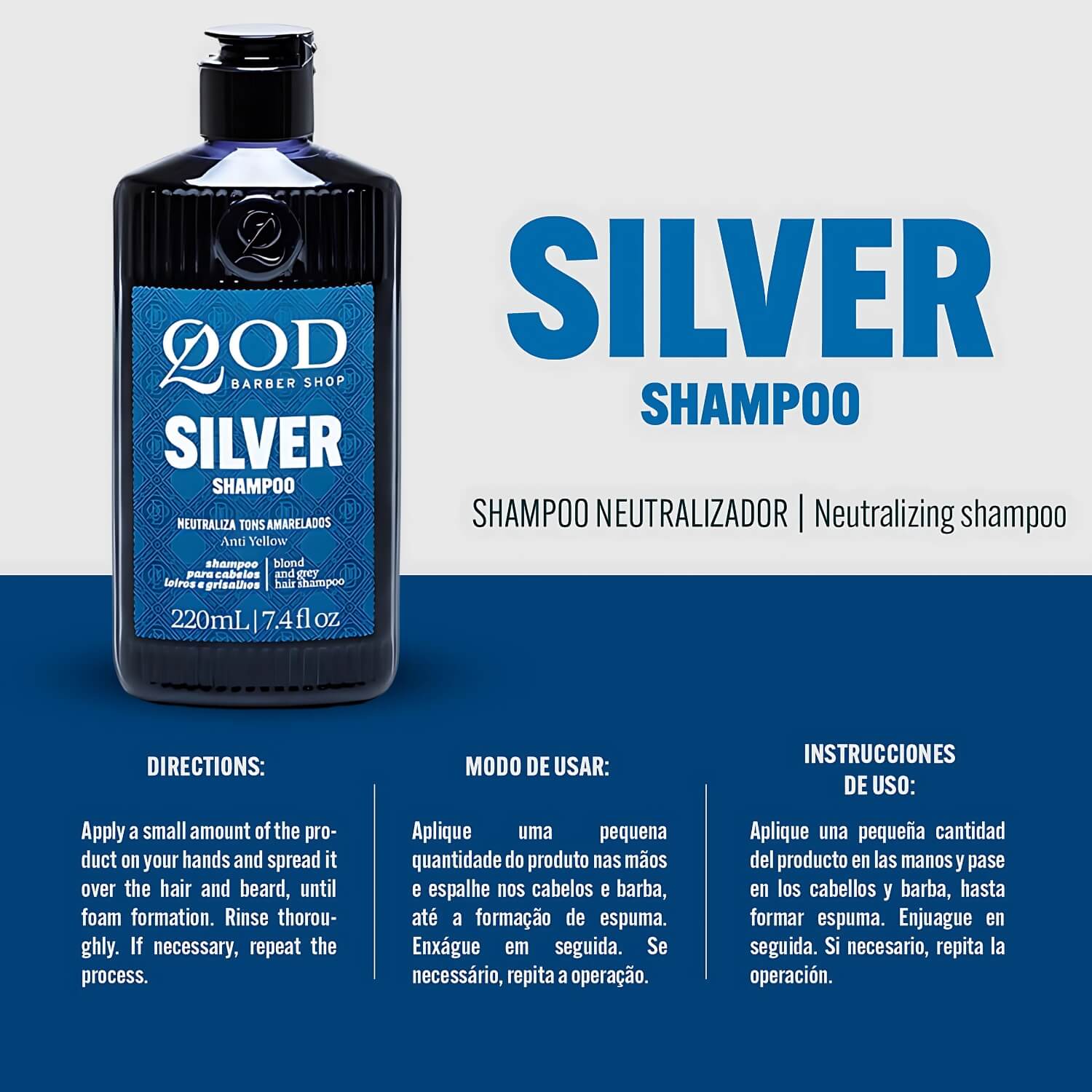 Shampoo QOD Silver Boost Cabelos Grisalhos e Loiros 220ml — QOD BARBER SHOP