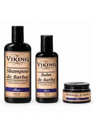 Kit para Barba Viking Mar Shampoo + Balm + Modelador — VIKING