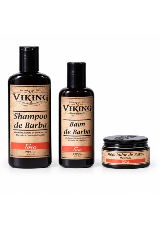 Kit de Barba Viking Terra Shampoo + Balm + Modelador — VIKING