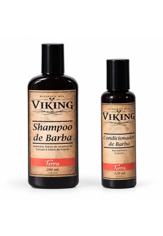 Kit de Barba Shampoo 200ml + Condicionador 120ml Viking Terra — VIKING